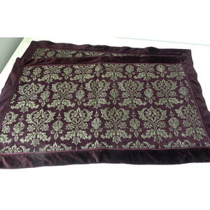 Damask Embroidered KIng Size Pillow Shams Set of 2 Velvet Trim Elegant Springs